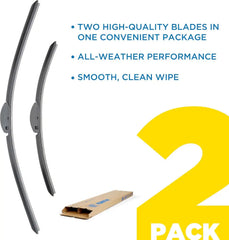 Rain-X 810336 Total Clear Beam Wiper Blades 26" & 17" Windshield Wipers for All-Weather Performance, Rubber Squeegee for Smooth Clean Wipe & Quiet Operation - 2 Pack Value