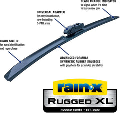 Rain-X 870418 Rugged XL Wiper Blade 18", Windshield Wipers Replacement, Quiet & Durable Beam Design, All Weather Performance & Easy Universal Install, Blade Wear Indicator (Pack of 1)